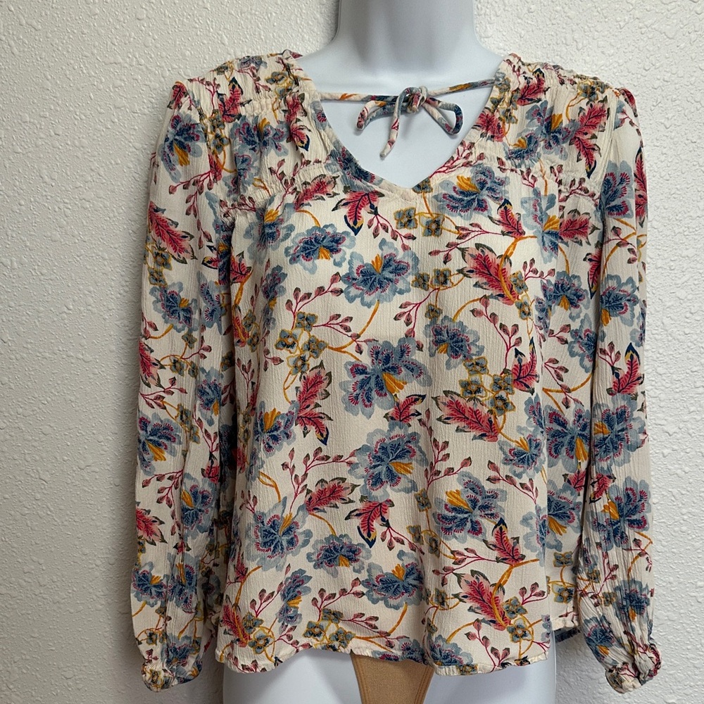 Old Navy Long Sleeve Boho Peasant Floral Blouse Size Small